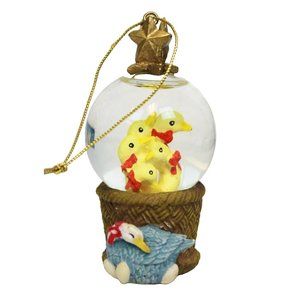 International Bazaar 6 Days of Christmas Snow Globe Ornament Geese A Laying